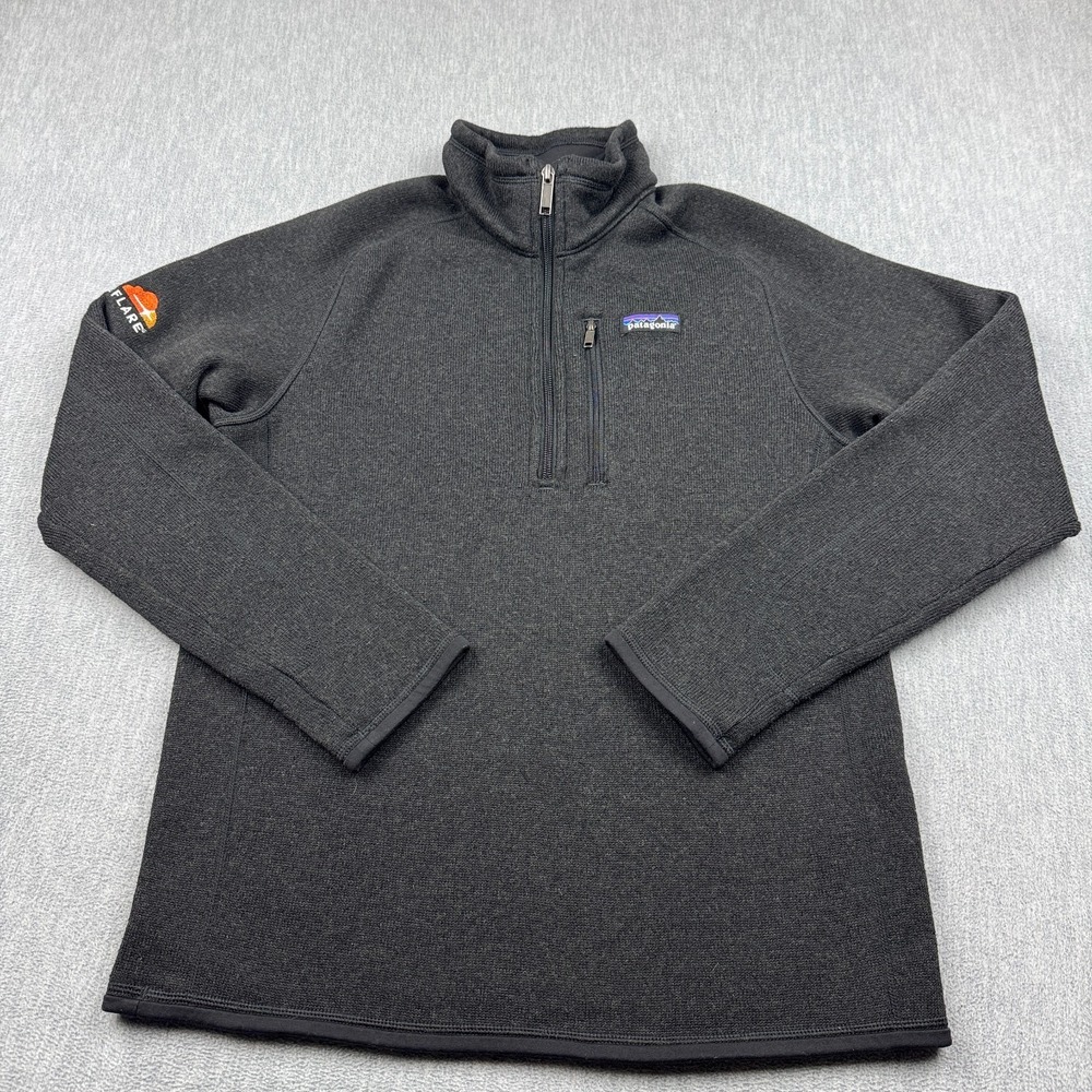 Patagonia Better Sweater Jacket Mens Small Black 1/4 Zip Fleece Logo 25522